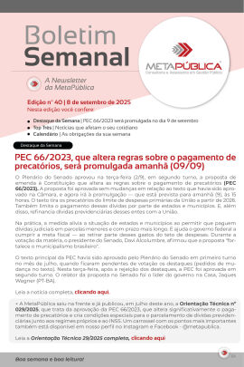 Imagem da notícia BOLETIM SEMANAL Nº 40 - 08 DE SETEMBRO DE 2025